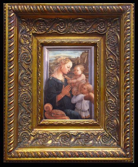 framed  Filippino Lippi Madonna with the Child and Two Angels, Ta078